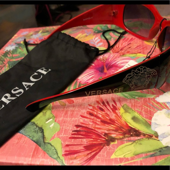 NEW RARE Vintage Versace Sunglasses Red Black WOW! - Picture 5 of 9